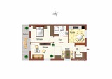 Ferienwohnung in K&uuml;hlungsborn - Appartementanlage Ostseeblick Fewo R&uuml;gen 12 - Grundriss der Fewo R&uuml;gen 12
